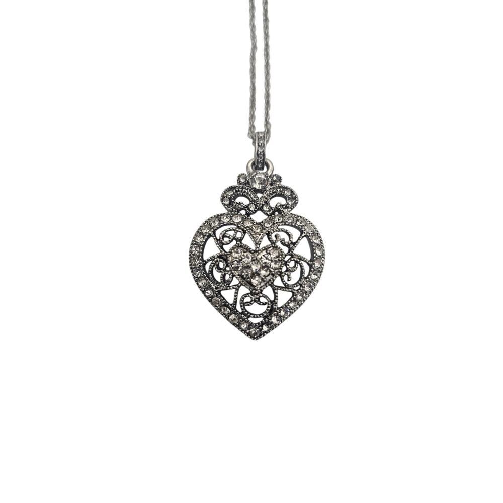 Monet Silver Tone Heart Necklace